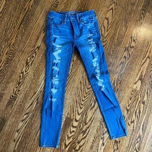 Blue jeans with rips